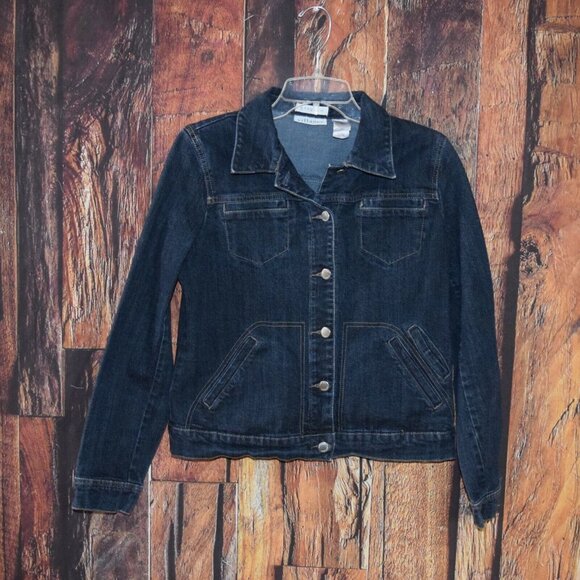 VILLAGER By Liz CLaiborne Women's Sz 10 STRETCH Denim Jean Jacket Nice! - Picture 6 of 6